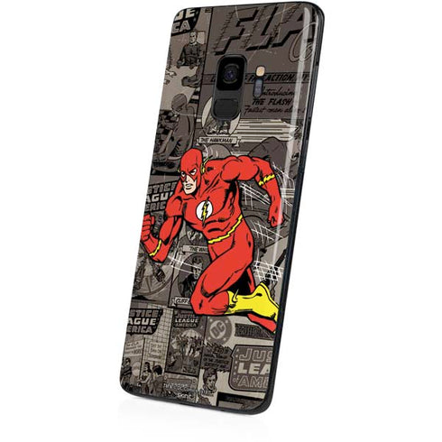 DC Comics The Flash Vintage Action pose pattern Galaxy S9 Skin